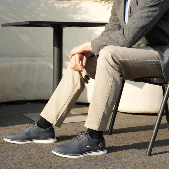 ?Men\'s Business Dress Oxford Navy Shoes Casual Comfort Lace-Up Closed Toe main image 6